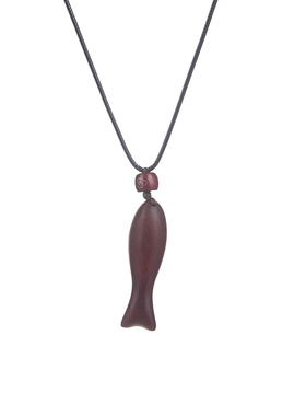 吉庆有余红木小鱼木鱼毛衣链