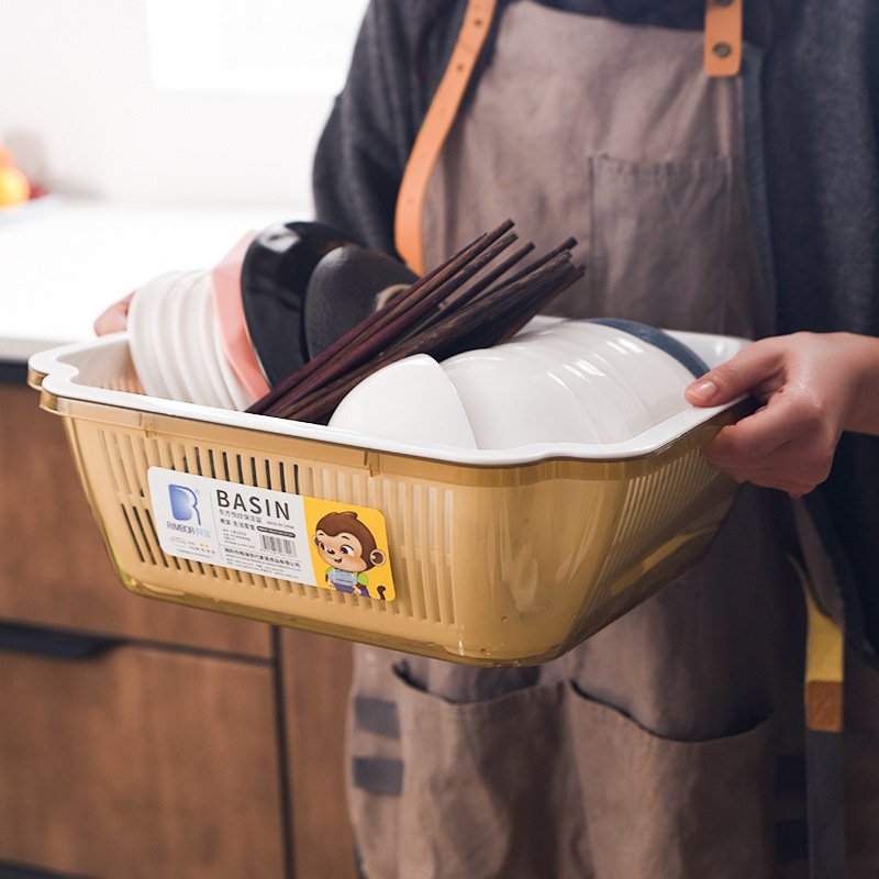 新品 厂家直销碗碟架塑料厨房沥水收纳简碗柜家用双层多功能沥水