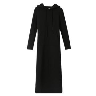 2026年春季显瘦收腰气质休闲连帽卫衣裙女加绒加厚大码减龄长裙