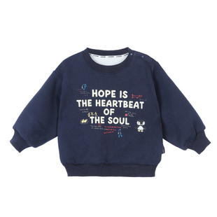 小O爸男婴童 宝宝加绒卫衣男宝秋冬季水印印花婴儿可爱套头上衣