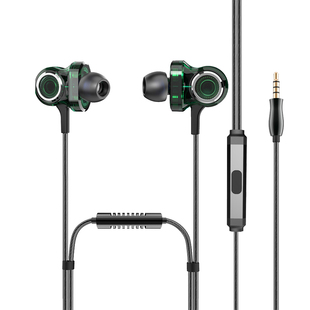 铂迈 绿水鬼K8双麦克风拾音耳机有线入耳式高音质重低音K歌监听