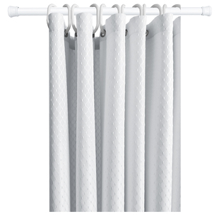 白色提花浴帘防水布防霉浴室卫生间隔断淋浴挂帘洗澡间免打孔帘子