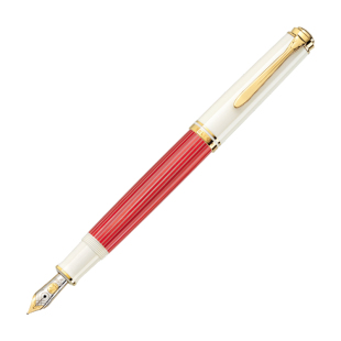 【新年礼物】Pelikan百利金Souveran帝王M600Red White红白条钢笔14K金尖德国制造活塞上墨商务送礼