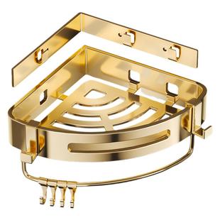 卫生间置物架免打孔浴室三角架淋浴房厕所不锈钢可拆分三脚架金色