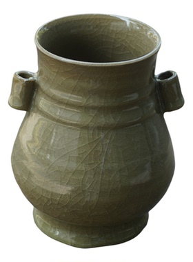 仿青铜  贯耳小瓶 纯手制 南窑笔记 龙泉青瓷花器花道花瓶