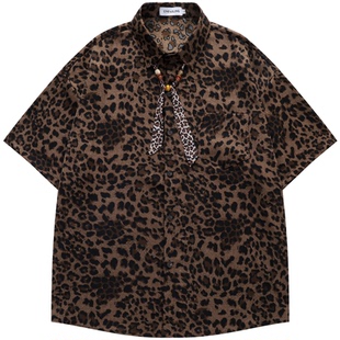 FromMars Loose casual shirt with wild pattern and engravings