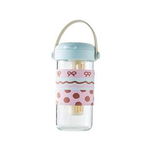 卡罗特玻璃杯女生高颜值2026新款吸管水杯泡茶水分离便携咖啡杯子