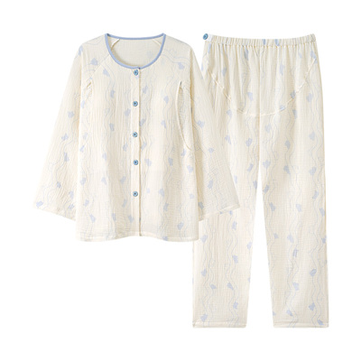 猫人2026新款A类纯棉双层纱孕妇睡衣女春秋哺乳月子服家居服套装