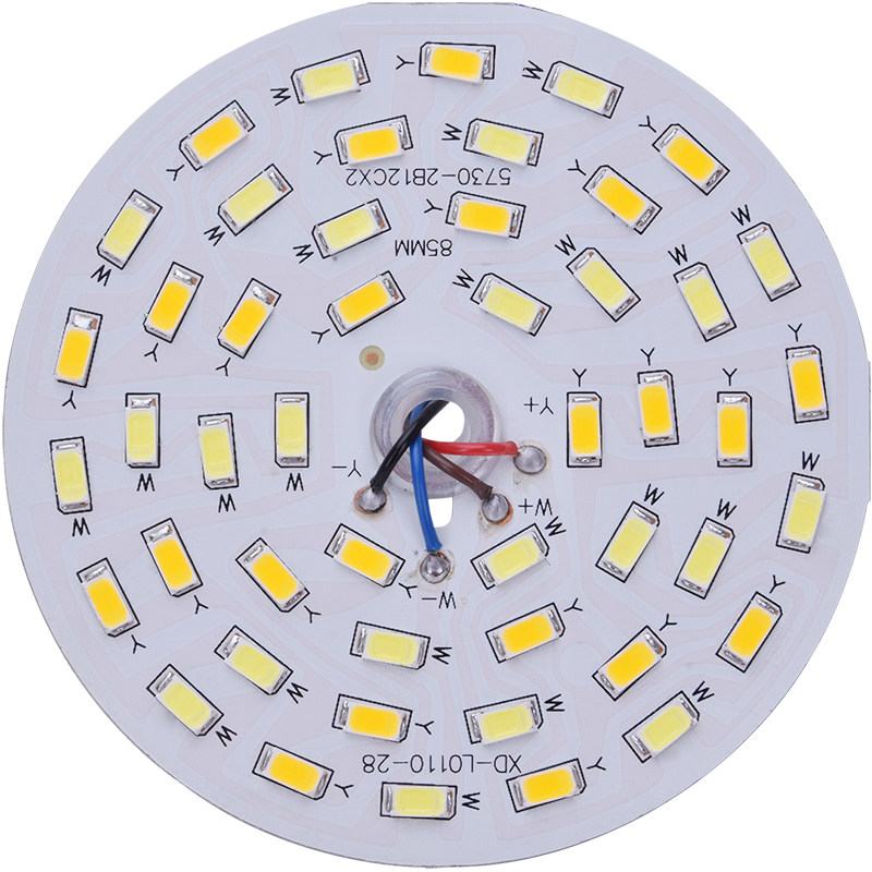LED带线双色变光灯板圆形三色5730贴片灯珠3W5W水晶灯吊灯光源板
