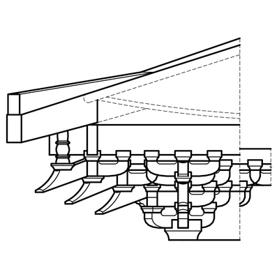 宋式并计心转角六辅作斗拱及分件尺寸图cad动态块 七踩角科斗拱