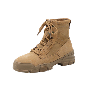 户外登山加绒马丁靴女款2025冬季厚底徒步鞋新疆旅游沙漠工装靴子