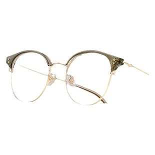 韩系冷茶色素颜近视眼镜框可配度数防蓝光小脸眉毛架复古宋江同款