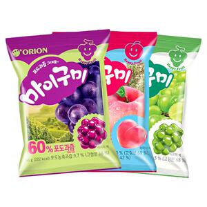 零食专区韩国进口好丽友青葡萄软糖桃子水果味水蜜桃橡皮糖QQ糖果