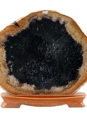 中式风复古天然树木玄关装饰