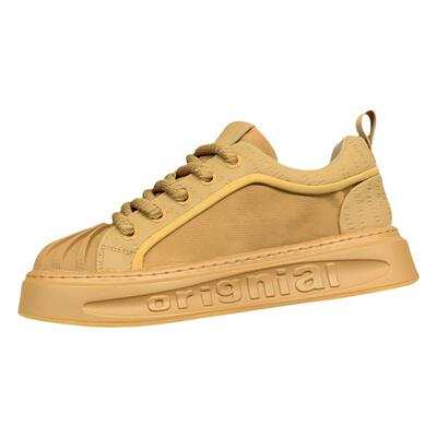 贝壳头板鞋子潮软底增高驼色男鞋