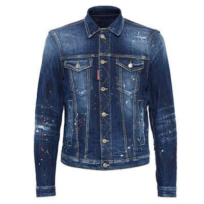 D2次方男士奢潮做旧水洗牛仔夹克