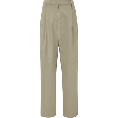 【季末折扣】BLOSSOM 秋冬女褶裥绵羊毛混纺直筒裤休闲裤