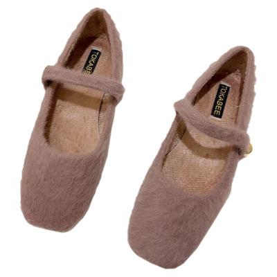 秋冬季加绒保暖平跟毛毛女单鞋