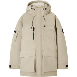 gxgjeans男装冬季保暖黑色大口袋工装短款连帽羽绒服男冬装外套