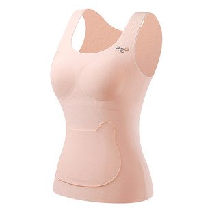 发育期少女保暖背心带胸垫德绒发热初高中学生大童女孩内衣秋冬季