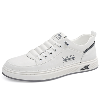 2025新款秋皮鞋男商务男鞋白色软底休闲鞋透气小白鞋运动板鞋轻便