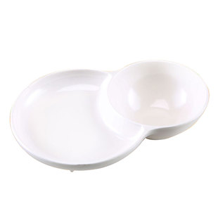 密胺餐具火锅两格调料碗双连碗鸳鸯碗双格纯白沙拉碗酱油碟薯条盘