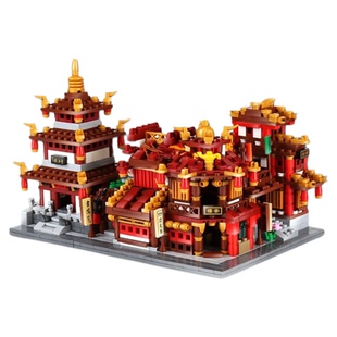 中国风古代建筑迷你中华街景拼图拼搭拼装积木模型女孩玩具01102