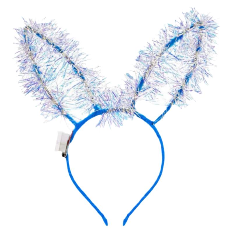 新款发光加长14灯金丝兔耳朵发箍节日演出闪光发卡景区夜市摆地摊