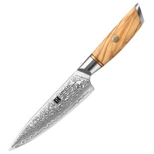 信作水果刀粉末钢刀具大马士革钢5英寸万用刀果皮刀家用小厨刀