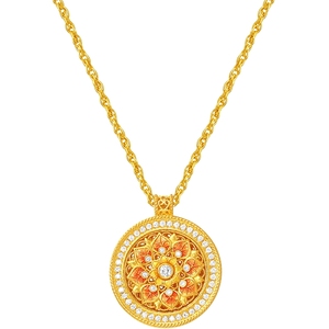 潮宏基臻金臻钻黄金钻石项链足金套链颈饰5G花丝高级感可转动 XL