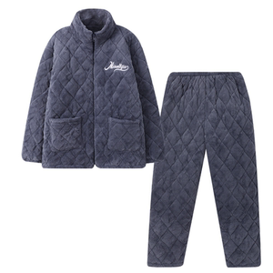男士珊瑚绒三层加厚加绒家居服