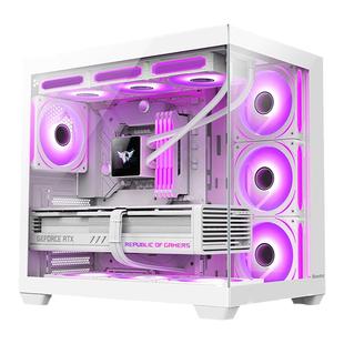 航嘉S960/S980海景房机箱水冷侧透台式电脑台式机背插ATX白色机箱