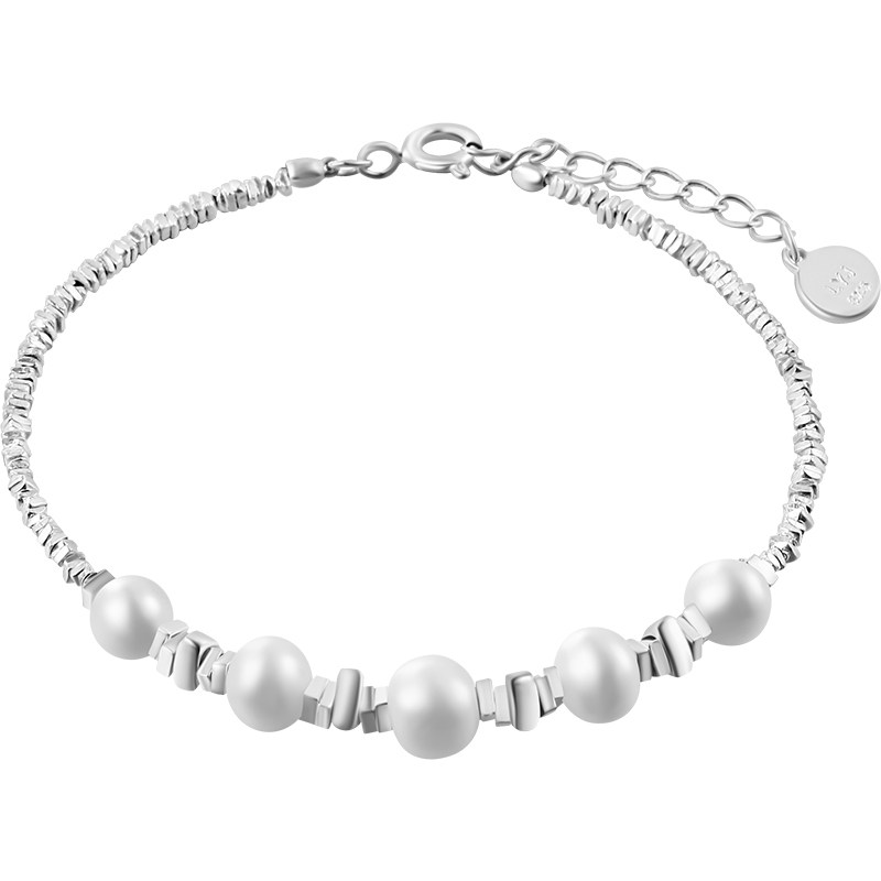 老银匠s925银碎银几两珍珠手链