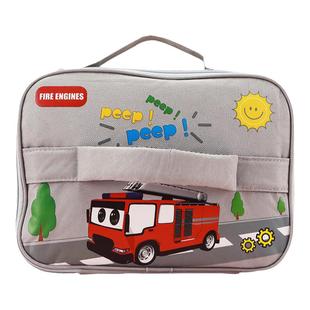 小学生四格扁平饭盒袋手提包防水保温便当袋餐包卡通儿童分格餐盘