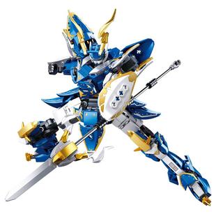 小鲁班三国赵云吕布关羽机甲积木拼装模型手办儿童玩具男孩礼物