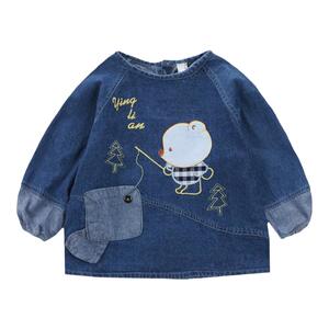 宝宝罩衣男女牛仔防水防脏儿童秋冬季吃饭男童可外穿女孩婴儿围兜