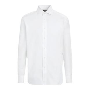 礼物ZEGNA杰尼亚男装白色海岛棉商务通勤长袖衬衫