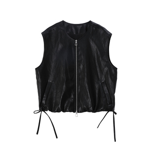 摩登复古皮衣马甲！sofa极简时髦可叠穿廓形外套女