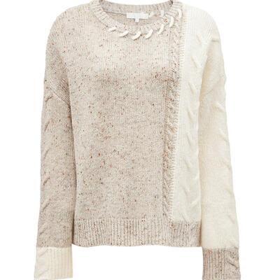 ONLY撞色拼接宽松毛衣针织衫