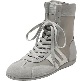 百丽休闲短靴拳击赛车中筒靴子女新款高帮德训鞋子E3M1DCD5