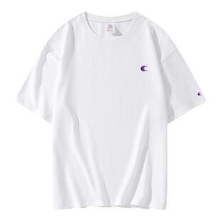 潮牌刺绣短袖t恤男女情侣款纯棉宽松大码半袖青年学生字母女内搭