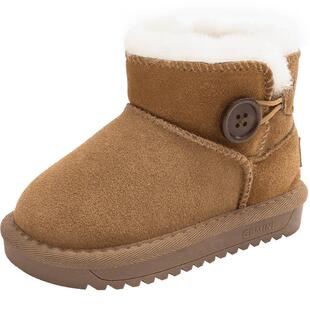 英贝米尼儿童雪地靴男童鞋子女童棉靴冬季短靴婴幼儿加绒宝宝棉鞋