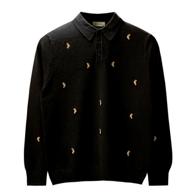 秋冬长袖商务复古海马刺绣polo衫