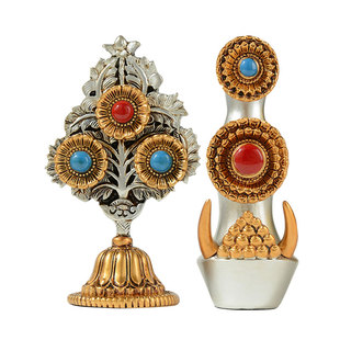 彩绘朵玛食子花彩珠镶嵌七供八供供花食子酥油花桌面装饰摆件