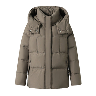 鸭鸭羽绒服女短款2025冬新款妈妈装加厚中老年白鸭绒大码宽松外套