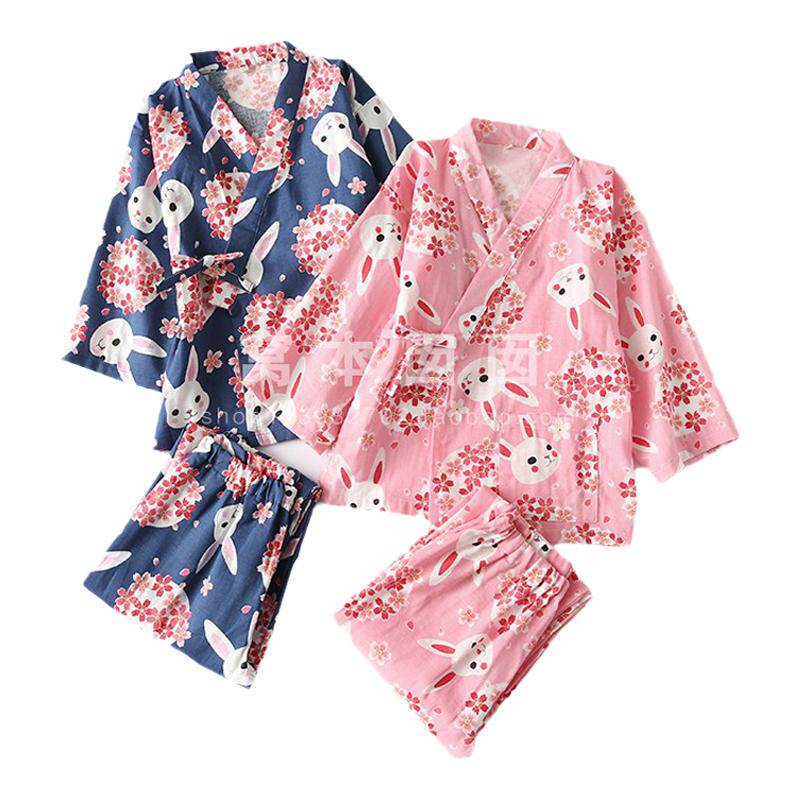 [纯棉双层纱布春夏季女童汉服儿家居服套装