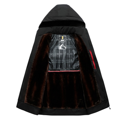 冬装加绒貂绒派克服加厚棉衣男士抗寒羽绒棉服中年爸爸中老年外套