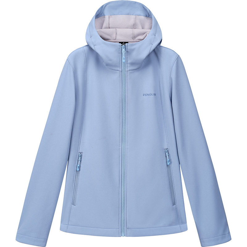 【baby同款】企鹅小蛮腰软壳衣女户外休闲冲锋软壳衣加绒保暖外套