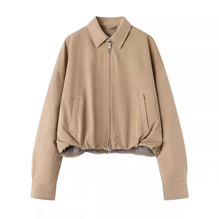 夹克外套女款2026新款春季设计感小众宽松翻领复古休闲短款上衣