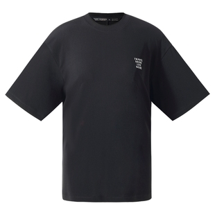 歌莉娅男女同款T恤2025夏季新款休闲宽松短袖黑色简约打底上衣